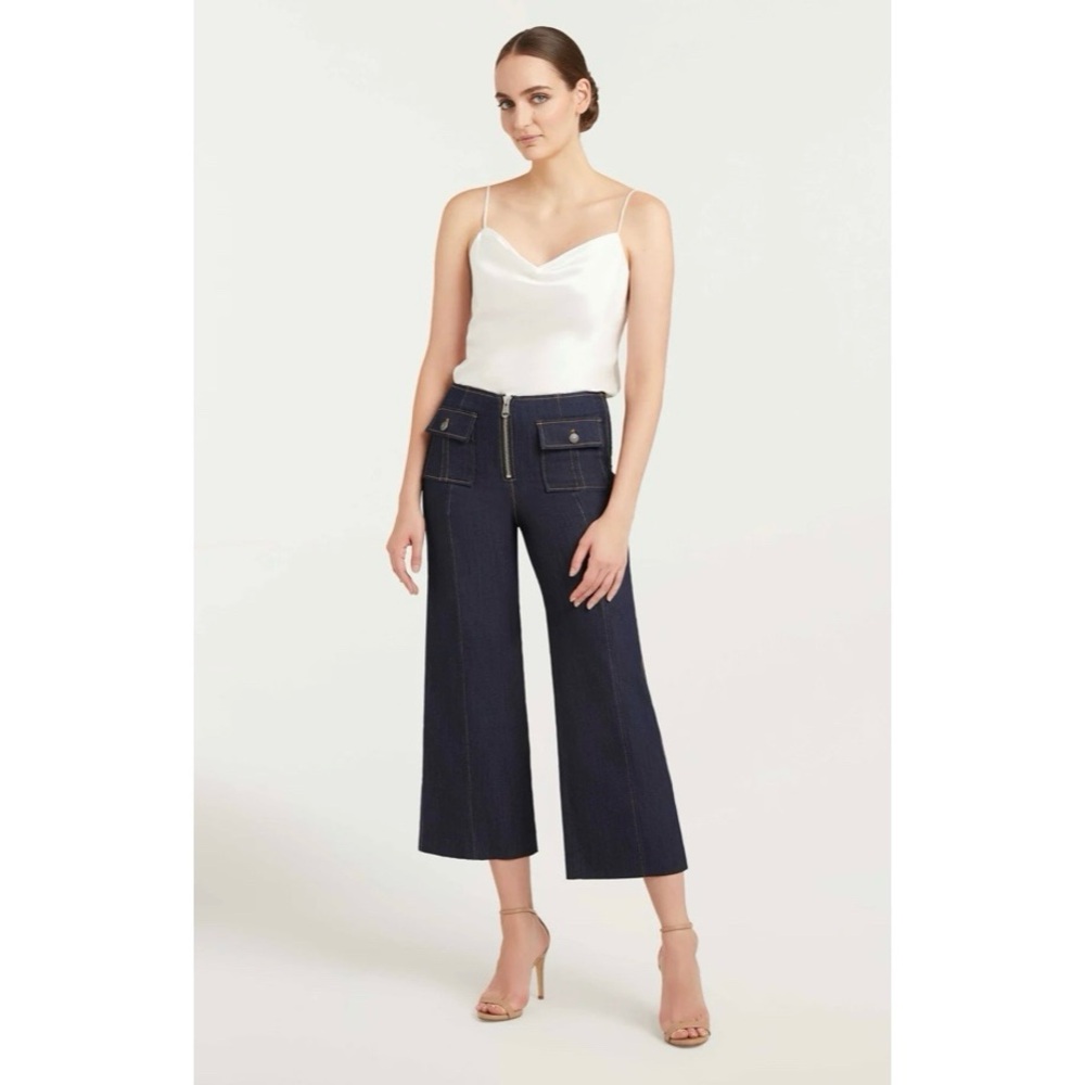 cinq a sept Dark Navy Wide-Leg Cropped Jeans